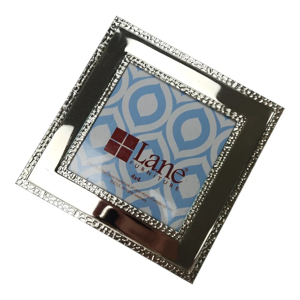Lane Furniture Picture Frame Silver Tone Metal 4x4 in Square Tabletop Decor